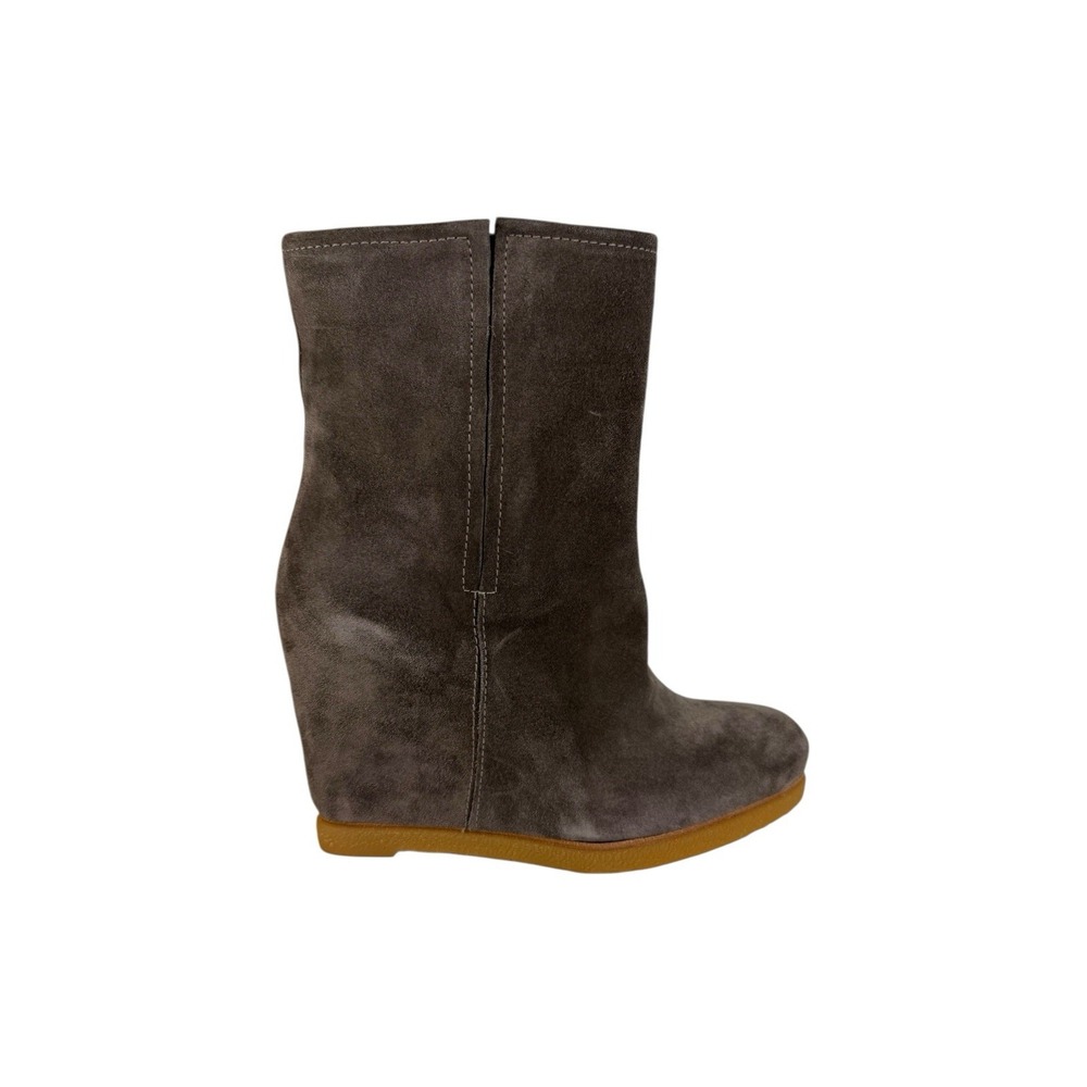 STUART‎ WEITZMAN Taupe Suede Wedge Boots, Size 7 US- 37.5EUR